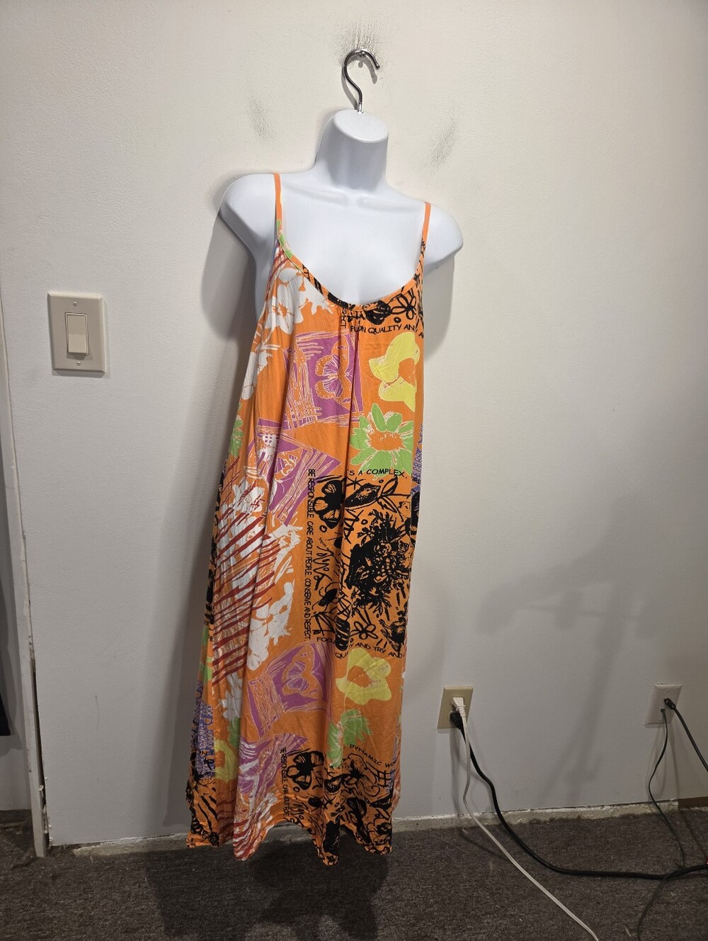 Jams World Size L Farfalle Multicolored Butterfly Tropical Midi Dress